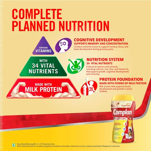 Vista 7 de Complan Nutrición y Salud Bebida Kesar Badam, 500gm (Jar)