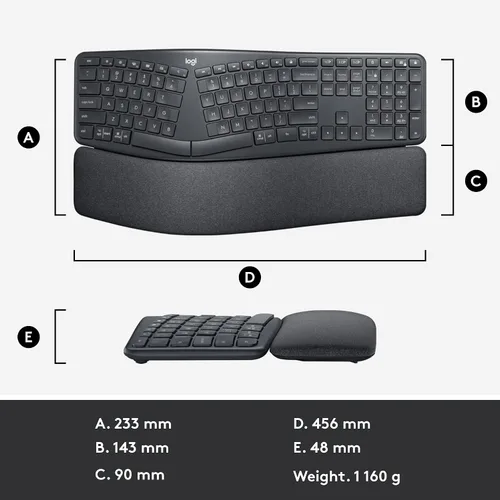 Vista 13 de Logitech Ergo K860 - Teclado inalámbrico ergonómico dividido