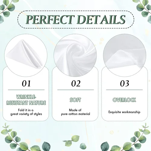 Vista 4 de 24 servilletas de eucalipto y servilletas de tela de madera de granja, diseño de hojas rústicas para decoración de mesa de boda y Pascua