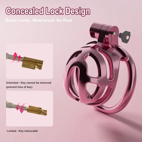 Vista 4 de Jaula de castidad masculina, jaula de plástico ligera con 4 tamaños de anillos y cinturones de castidad, dispositivo de castidad con cerradura
