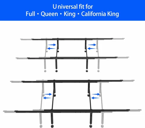 Vista 5 de Soporte central de cama con 8 patas ajustables, sistema de barra de soporte central de metal resistente para camas matrimoniales, queen, king