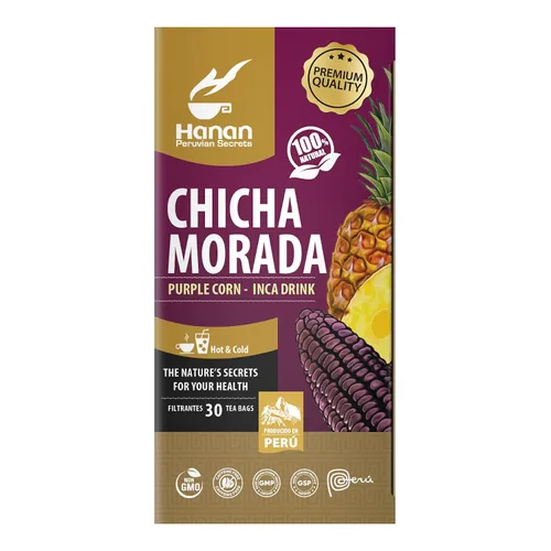 Vista 3 de HANAN Chicha Morada Té de Maíz Morada I Inka Bebida Classic Purple Corn Juice de Perú I Todos los ingredientes 100% naturales
