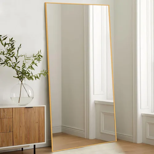 Vista 2 de NeuType Espejo grande de longitud completa de 69 x 32 pulgadas, espejo rectangular para colgar o apoyar contra la pared, dorado
