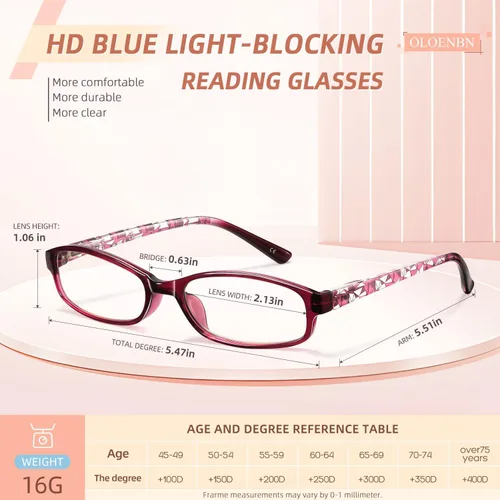 Vista 3 de Reading Glasses for Women,6 Pack Blue Light Blocking Glasses for Women,Fashion Readers with Spring Hinge Eyeglasses