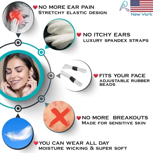 Vista 5 de Arcarius Mascarilla protectora reutilizable, lavable con correas ajustables para las orejas, comodidad transpirable para adultos, adolescentes