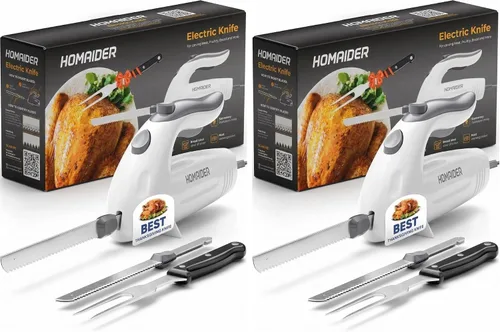 Vista 9 de Homaider - Cuchillo eléctrico para cortar carne 2 cuchillas, tenedor