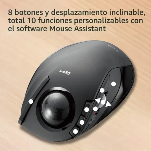 Vista 5 de ELECOM Deft Trackball Mouse inalámbrico, ergonómico M-DT2DRBK Bola negra/negra