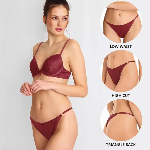 Vista 2 de Aijolen Tanga de algodón para mujer, ropa interior ajustable para mujer, bragas de cintura baja para mujer, no se ven