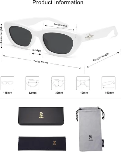 Vista 5 de SOJOS Gafas de sol polarizadas de moda ojo de gato angostas para mujer retro lindos tonos SJ2284