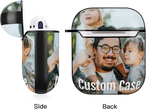 Vista 2 de Funda personalizada con tu foto, texto, nombre, funda personalizable compatible con Airpod, funda personalizada con llavero