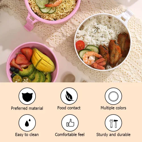 Vista 2 de Tazón de ramen para microondas, nuevo juego de tazón de ramen para microondas 2025 con colador, juego de tazón de ramen con tapa, mangos, cuchara