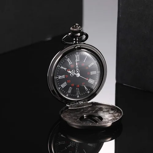 Vista 7 de Hicarer Reloj de bolsillo vintage de acero para hombre con cadena