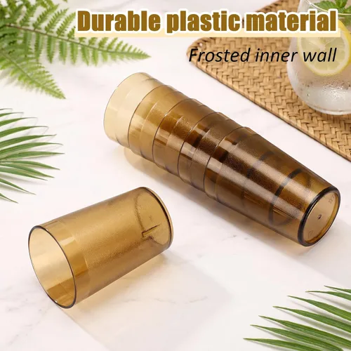 Vista 3 de Meanplan 48 Pack 8oz Plastic Cup Bulk, Stackable Drinking Glasses,Amber Restaurant Grade, Break Resistant, Reusable Drink Tumblers, for Bars