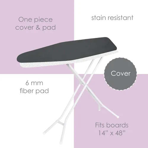 Vista 5 de Seymour Home Products - Funda y almohadilla para tabla de planchar (carbón), 100 % algodón con acolchado de poliéster de primera calidad; se adapta