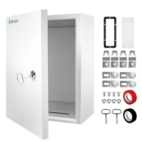 Vista 8 de Caja Eléctrica Exterior 12 x 12 x 8'' Gabinete NEMA 4X Caja de Acero Impermeable Caja de Conexiones Eléctrica Bloqueable Gabinete Eléctrico Exterior