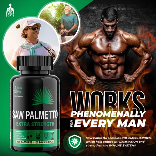 Vista 6 de Saw Palmetto para hombres – Suplementos para la salud de la próstata para hombres Salud urinaria – Bloqueador natural de DHT, 500 mg tratamientos