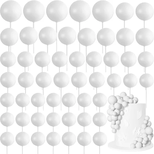 Vista 23 de 75 Piezas Decoraciones Topper de Bolas Negras para Pastel de Espuma Topper para Cupcakes Mini Globo Topper de Bolas para Pastel Picks para Negro