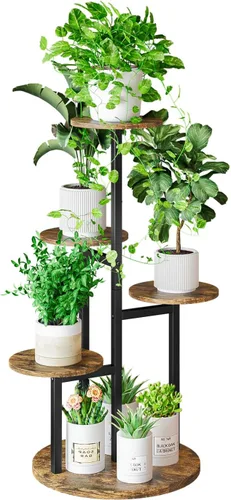Vista 11 de INGIORDAR - Soporte para plantas de 4 niveles para interiores Multiple Plants with MDF Top Board Metal for Balcony Living Room Patio Garden