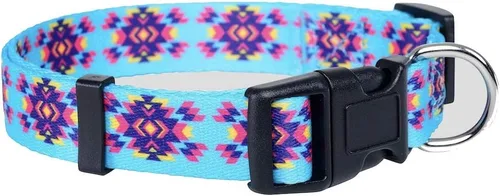 Vista 6 de Native Pup Collar de perro occidental, bonito diseño azteca tribal, macho y hembra (S, rosa)