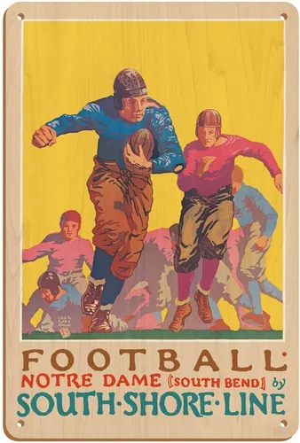 Vista 5 de Pacifica Island Art Fútbol – Universidad de Notre Dame Indiana – South Shore Line South Bend Station – Póster vintage de viaje en ferrocarril por