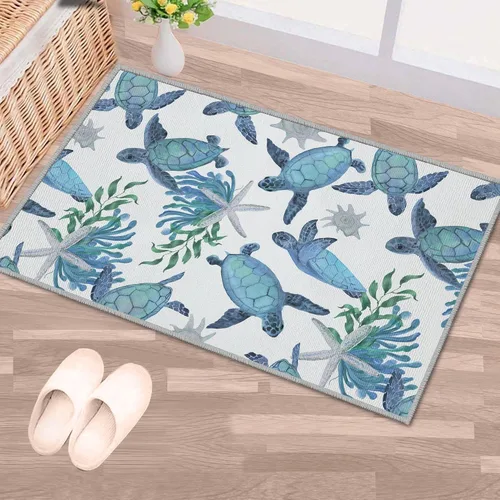 Vista 18 de Tritard Alfombra de área costera de 2 x 3 pulgadas - Pequeña alfombra plegable lavable a máquina, antideslizante, para entrada, alfombra de playa