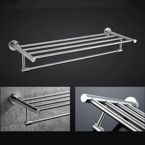 Vista 5 de Brushed Towel Racks for Bathroom, Towel Rack Wall Mounted with Tower Bars, Stainless Steel Bathroom Shelf, Hand Towel Holder for Bathroom Wall 50 Cm