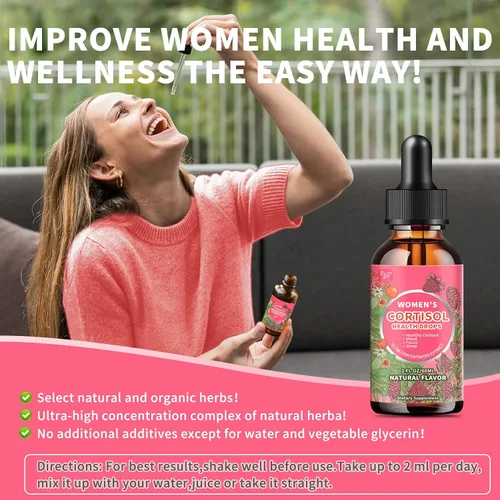 Vista 7 de Hudetex Suplementos de cortisol para mujeres, gotas líquidas, administrador de cortisol con Ashwagandha, L-teanina, fosfatidilserina, Rhodiola Rosea