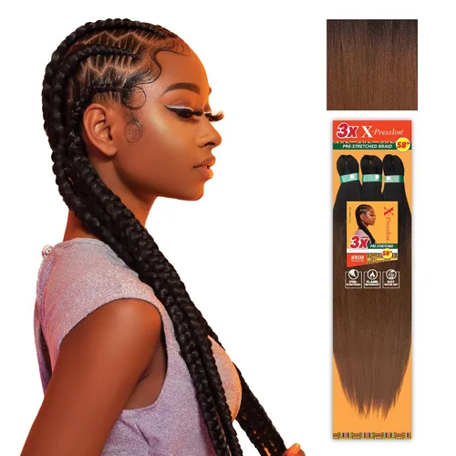 Vista 12 de Sensationnel X-Pression - Trenzas sintéticas prestiradas, 3 unidades, 58 pulgadas, negro azabache 1 Cabello trenzado, Kanekalon, ignífugo