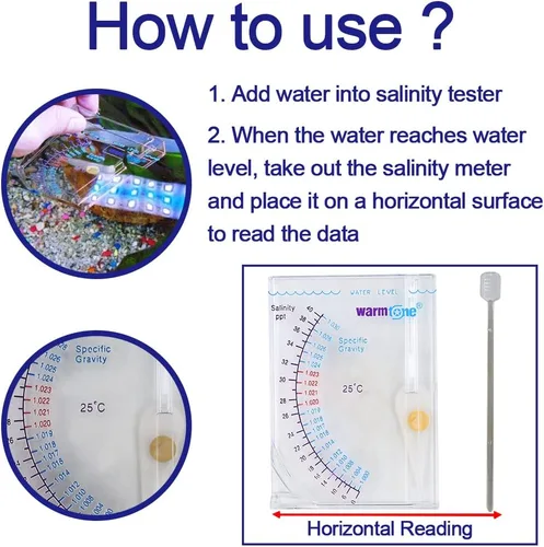Vista 4 de Abnaok Probador de salinidad, prueba de gravedad específica del mar para pecera estanque agua salada agua dulce, hidrómetro automático preciso