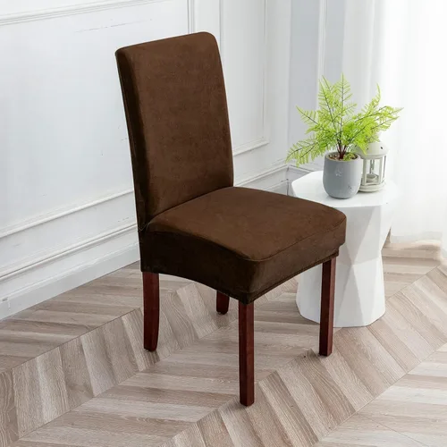 Vista 11 de Fundas de terciopelo para sillas de comedor, fundas elásticas de felpa para sillas altas, fundas protectoras de asiento lavables, fundas para sillas