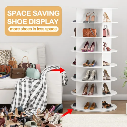 Vista 4 de MAGIC UNION Torre giratoria para zapatos, bolsa giratoria de 7 niveles, organizador Lazy Susan, estante giratorio de 360°, armario de carrusel