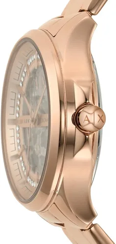 Vista 3 de Armani Exchange - Reloj de vestir de acero inoxidable con tres manos para mujer, Oro rosa automático, Reloj automático