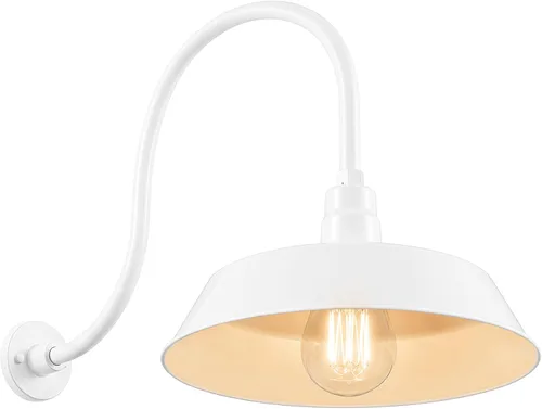 Vista 29 de 17 pulgadas. RLM Warehouse - Pantalla con brazo de cuello de cisne y bombilla Led A19 5000K de 9W Negro satinado