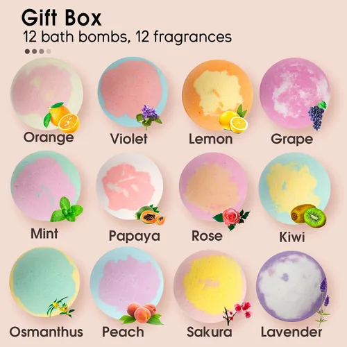 Vista 2 de iHave Bombas de baño para niños y mujeres, juego de 12 bombas de baño naturales hechas a mano, bombas de baño de burbujas, perfectos regalos