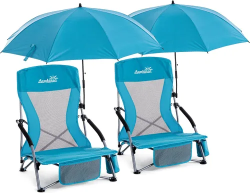Vista 23 de Lamberia Silla de playa plegable para adultos, paquete de 2, sillas de playa bajas portátiles con capacidad de 300 libras, silla de camping ligera