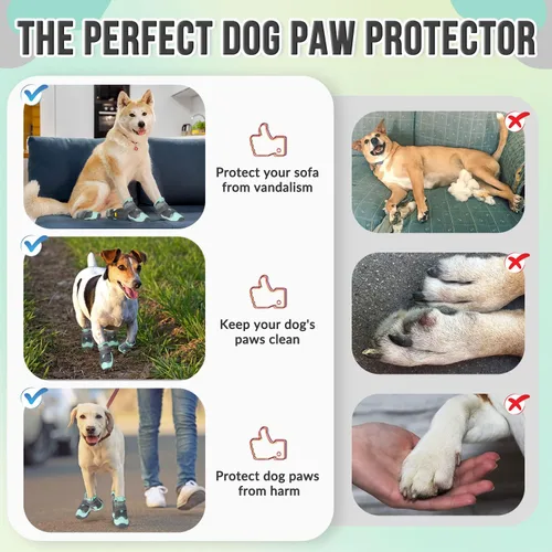 Vista 7 de SlowTon Zapatos para Perros para Perros Grandes, Pequeños y Medianos - Botas Transpirables para Perros para Pavimento Caliente de Verano, Protector