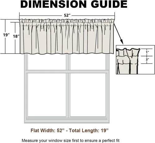 Vista 7 de VOGOL Cenefas azules para ventanas pequeñas, cenefas de ventana con estampado de hojas para sala de estar, cortinas cortas con bolsillo para barra
