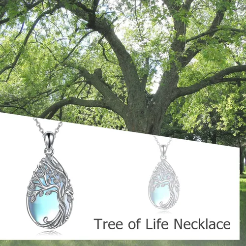 Vista 61 de ONEFINITY Collar de plata de ley 925 con diseño de árbol de la vida con colgante de nudo celta de concha de abulón para mujer
