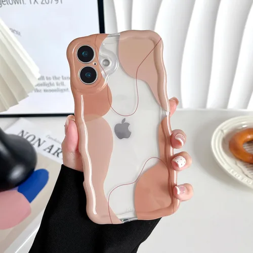 Vista 12 de DEFBSC Funda para iPhone 15 con bonito diseño ondulado, color negro