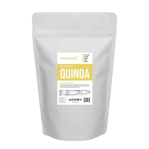 Vista 3 de CEREAUSLY Quinoa blanca orgánica – Quinoa real premium de Bolivia – Quinoa Kosher y sin OMG – Quinoa vegana y con cuota de gluten – 4 libras