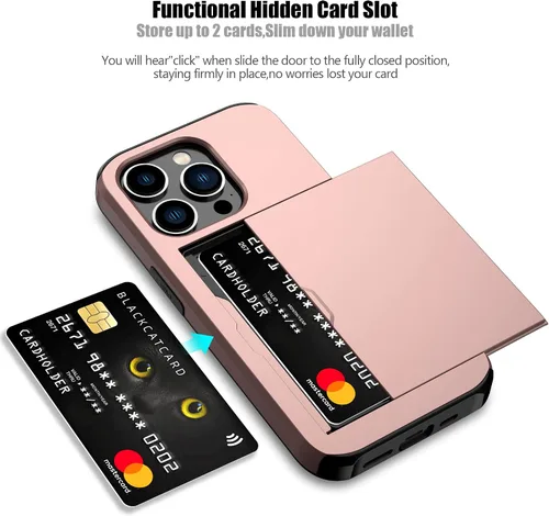 Vista 25 de Nvollnoe - Funda para iPhone 14 con tarjetero [tienda de 5 tarjetas] Negro - Almacenamiento más grande