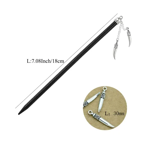 Vista 3 de Palos de pelo retro para cabello largo, simples horquillas chinas para mujeres, palillos de moda, accesorios para el cabello (pimienta plateada)