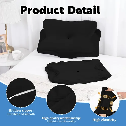 Vista 3 de BALAPET 2 Piezas de Funda de Almohada Cervical de Terciopelo, Funda de Almohada de Elasticidad Suave para Almohada Cervical Ergonómica, Fundas
