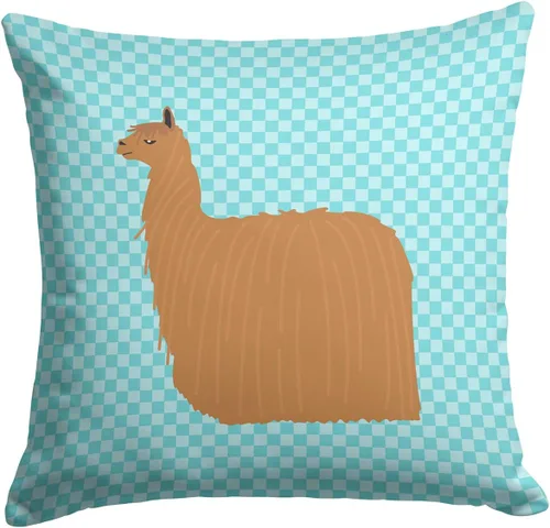 Vista 109 de Caroline's Treasures BB8163PW1414 Beltsville - Almohada decorativa de tela a cuadros pequeños, color blanco, pavo y gallina azul, lavable a máquina