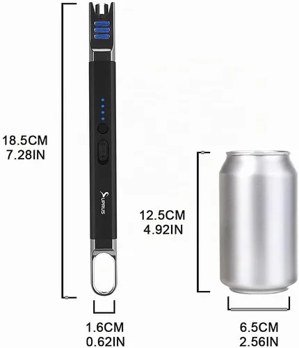 Vista 7 de SUPRUS Encendedor eléctrico de arco para velas, resistente al viento, sin llama, recargable por USB, con luz LED, para velas, camping, barbacoa Negro