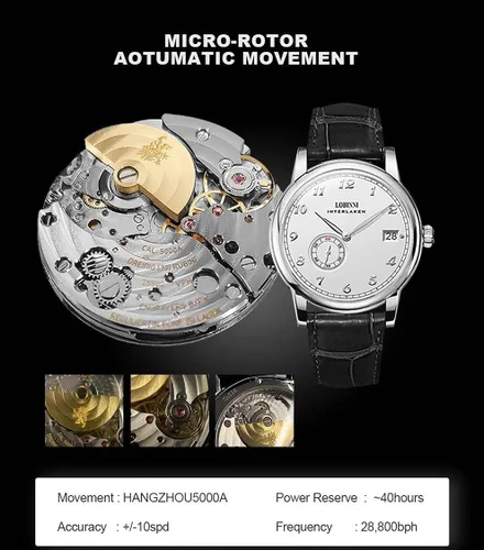 Vista 15 de LOBINNI Reloj mecánico automático impermeable de muñeca masculina vestido masculino moda lujo negocios relojes
