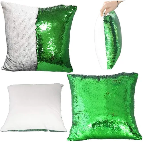 Vista 17 de H-E Funda de cojín cuadrada en blanco reversible con lentejuelas mágicas deslizantes para sublimación (azul)
