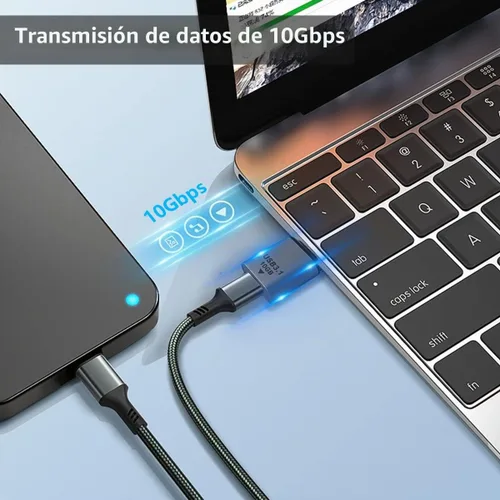 Vista 3 de Poyiccot Adaptador USB C a USB de 10 Gbps 3.1 Gen 2, (paquete de 1) USB C hembra a USB macho Adaptador de doble cara SuperSpeed Data Sync &