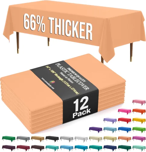 Vista 53 de Exquisite 66% Thicker Premium Plastic Table Cloth Rectangle Table Cover 0.5 Mil 6 Pack Aqua Table Cloth 54 Inch x 108 Inch Disposable Tablecloth