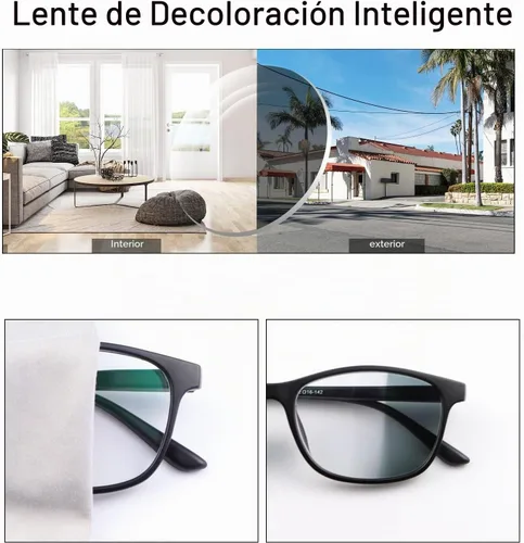 Vista 3 de Gafas de sol fotocrómicas de transición para hombres y mujeres con bisagra de resorte miopía miopía Anit UV Gafas de sol Negro